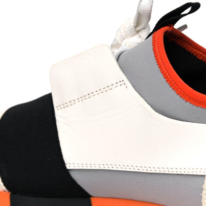 Balenciaga Calfskin Neoprene Mesh Suede Race Runner Sneakers 38 White Black Grey 9 of 15