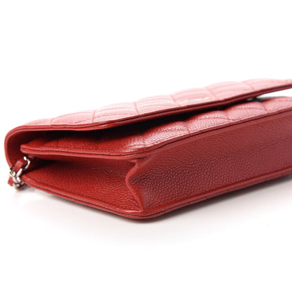 Chanel Caviar Quilted Wallet On Chain WOC Dark Red 6 of 12