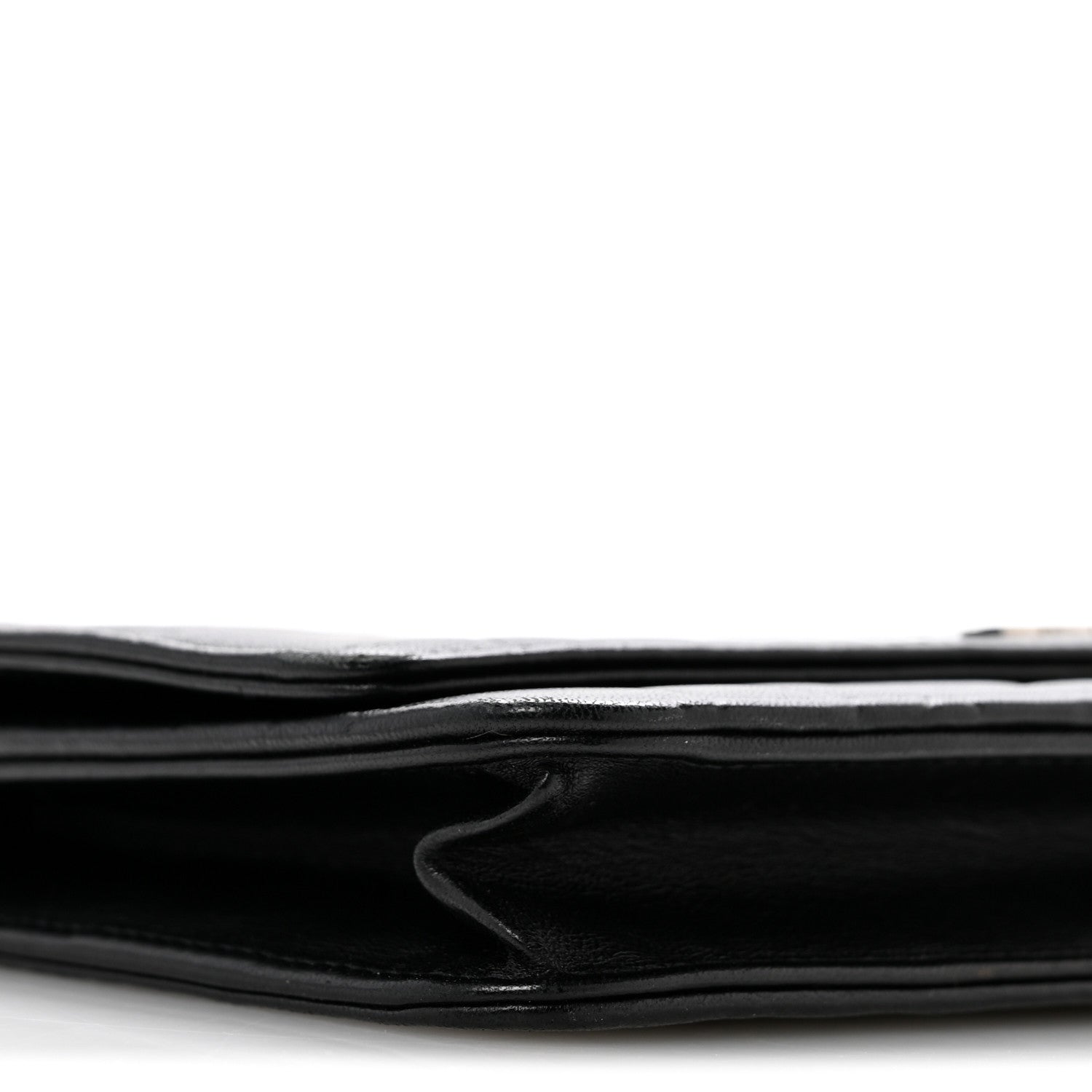 Chanel Lambskin Camellia Embossed Wallet On Chain WOC Black 10 of 15