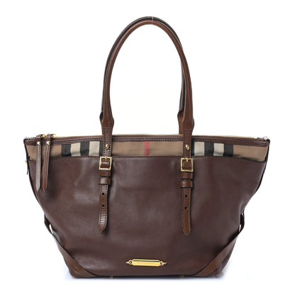 Burberry Calfskin House Check Small Salisbury Tote Brown 1 of 9
