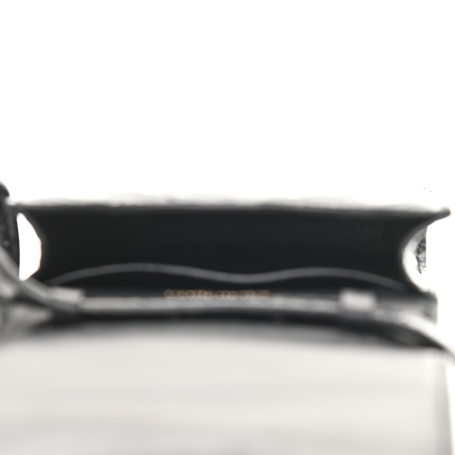 Shiny Calfskin Crocodile Embossed B Phone Holder Black