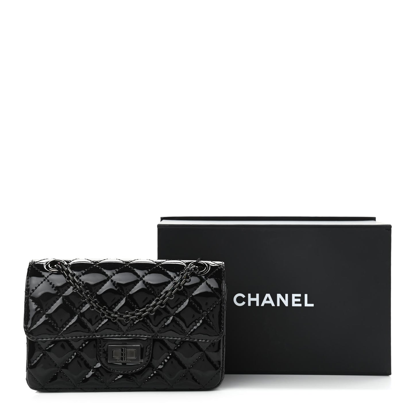 Patent Calfskin Quilted 2.55 Reissue Mini Flap So Black