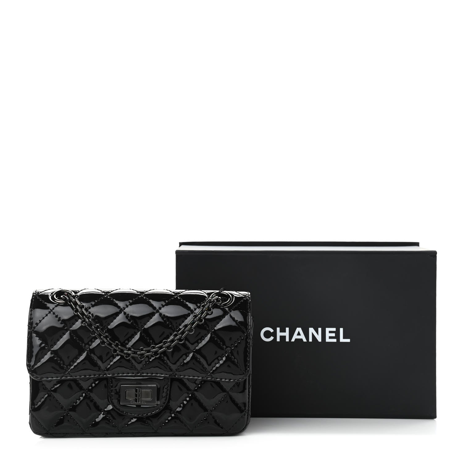 Chanel Patent Calfskin Quilted 2.55 Reissue Mini Flap So Black 11 of 11