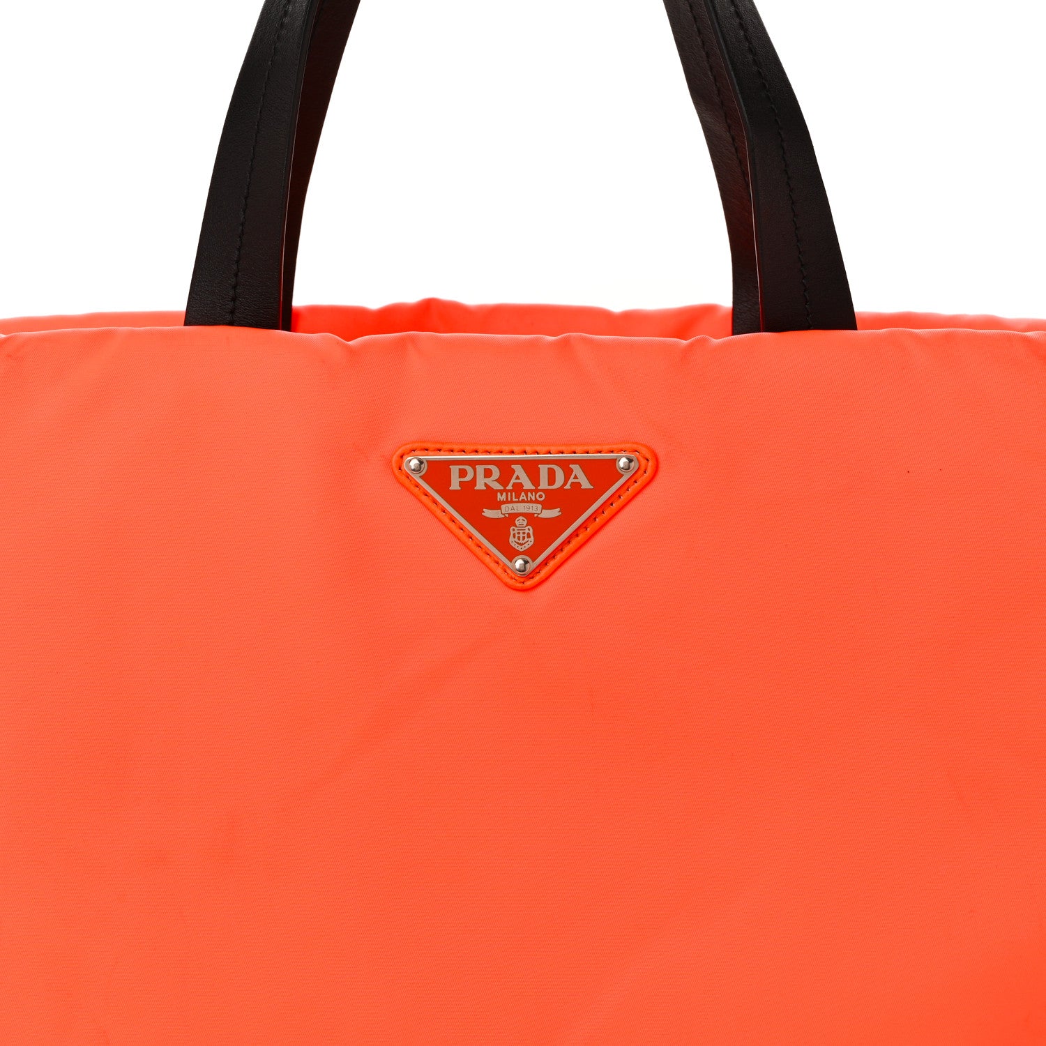 Prada Tessuto Nylon Soft Padded Medium Shopping Tote Arancio Fluo 8 of 10