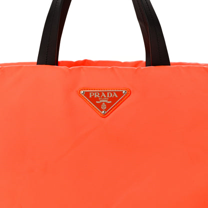 Prada Tessuto Nylon Soft Padded Medium Shopping Tote Arancio Fluo 8 of 10