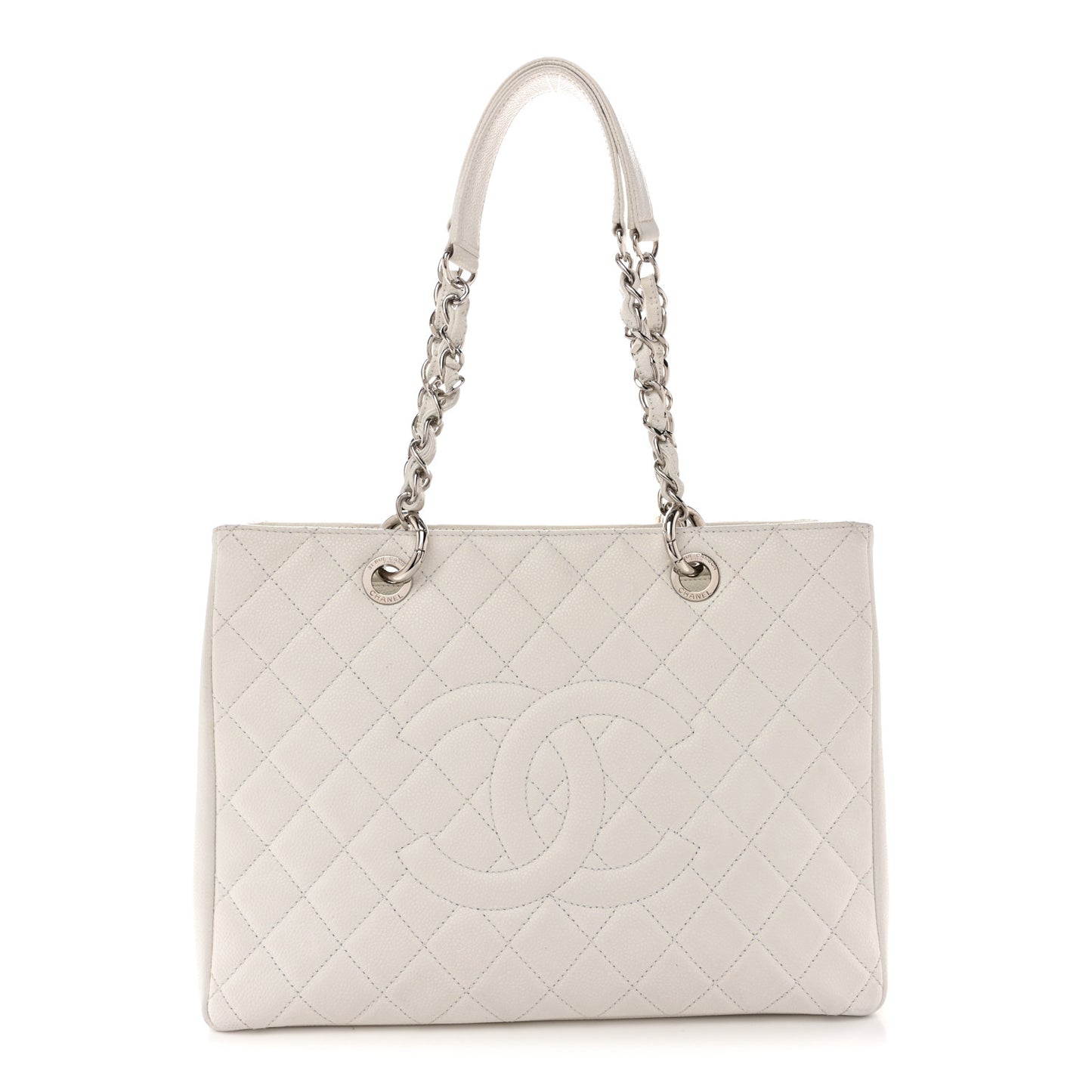 Caviar Quilted Grand Shopping Tote GST White
