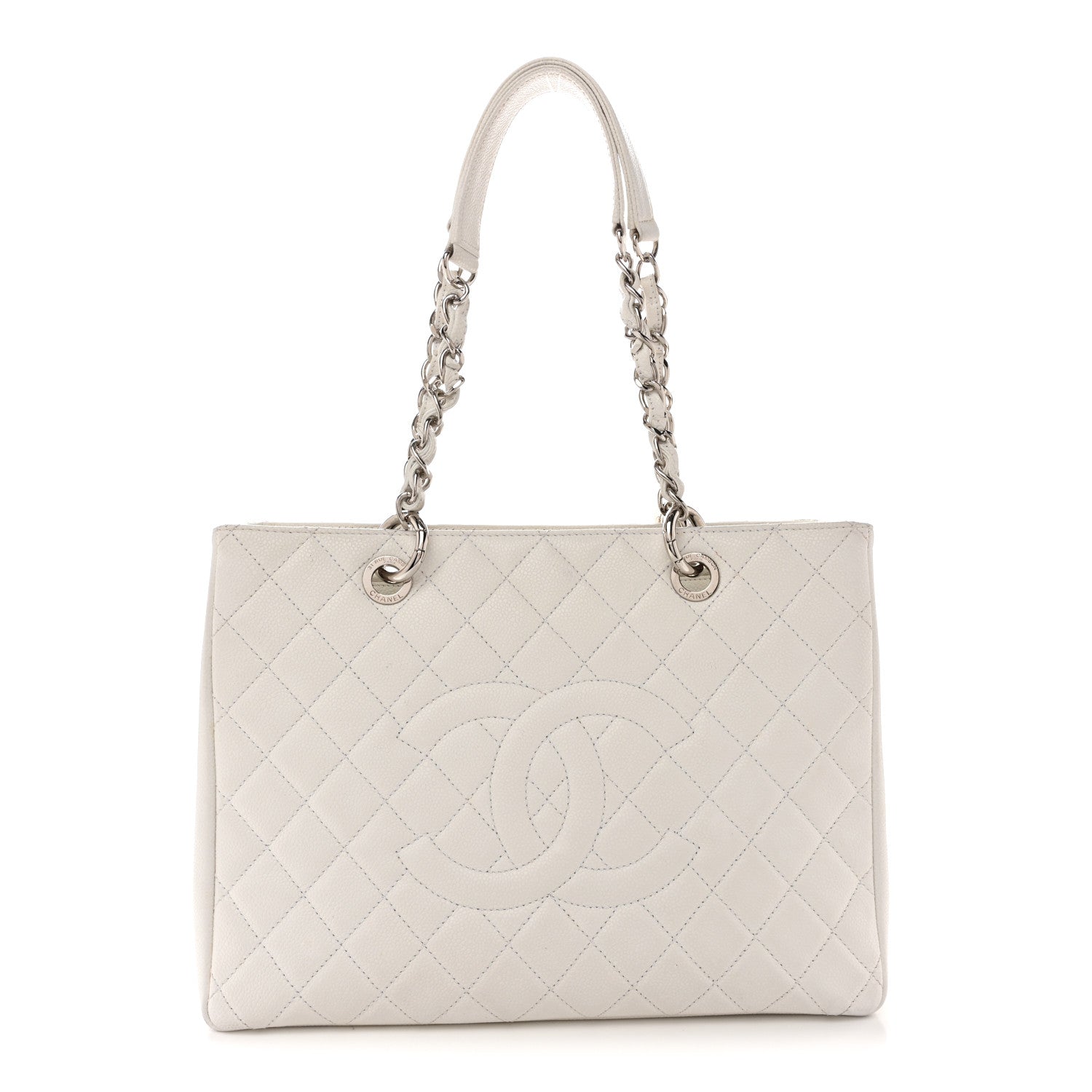 Chanel Caviar Quilted Grand Shopping Tote GST White 1 of 14