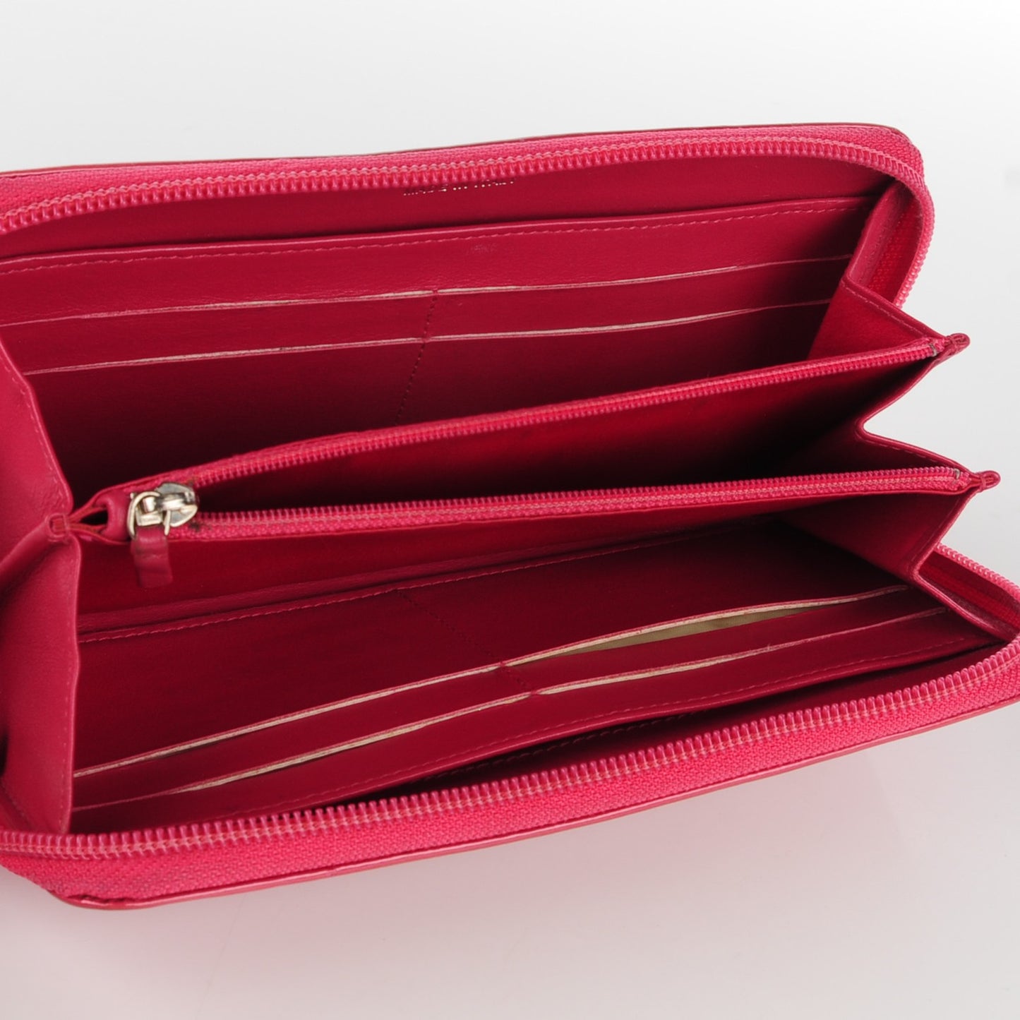 Patent Camellia Embossed Large Gusset Zip Around Wallet Pink