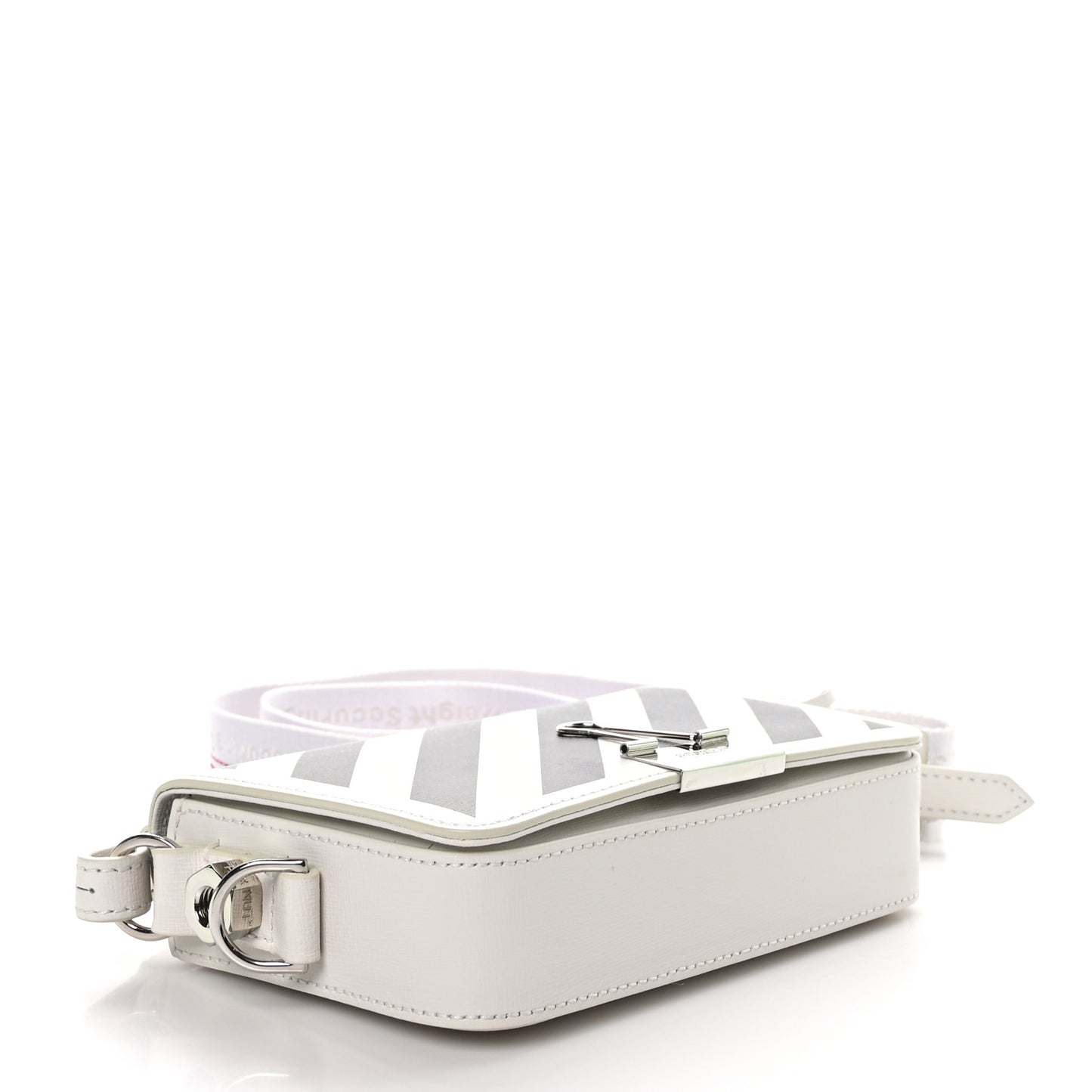 Saffiano Striped Mini Diag Binder Clip Bag White Black Red