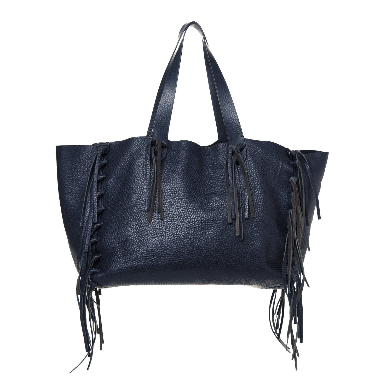 Valentino Garavani Grained Calfskin Rockstud C-Rockee Fringe Tote Deep Blue 1 of 17
