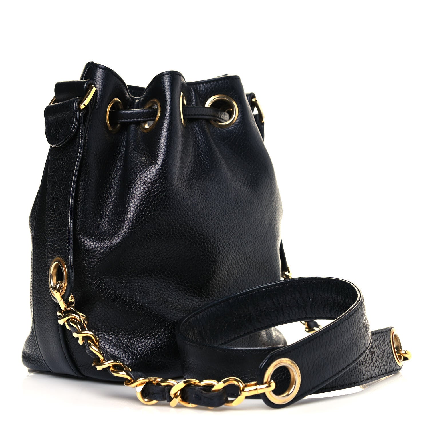 Chanel Caviar CC Drawstring Shoulder Bag Black 3 of 11