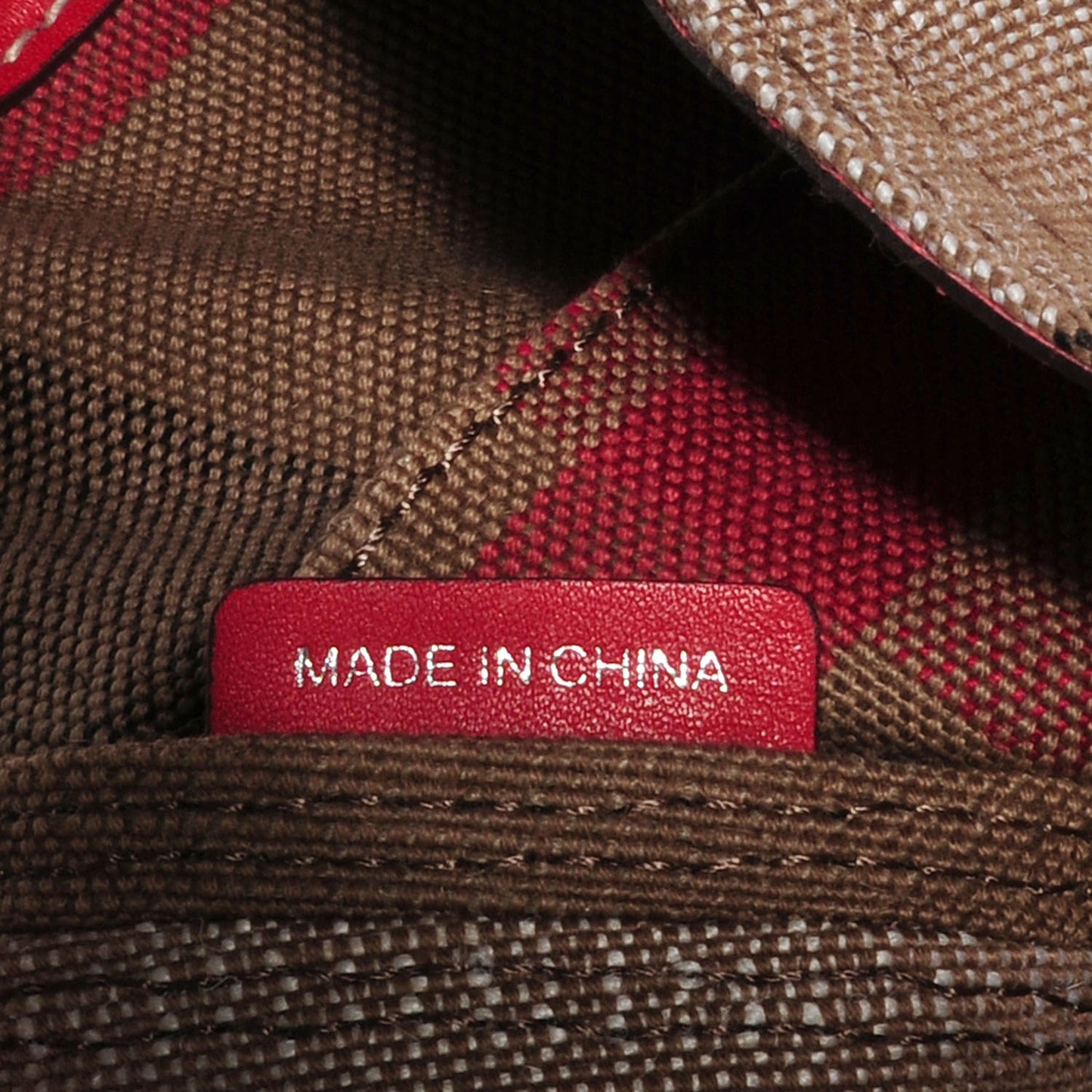 Canvas Mega Check Medium Tottenham Brit Tote Cadmium Red
