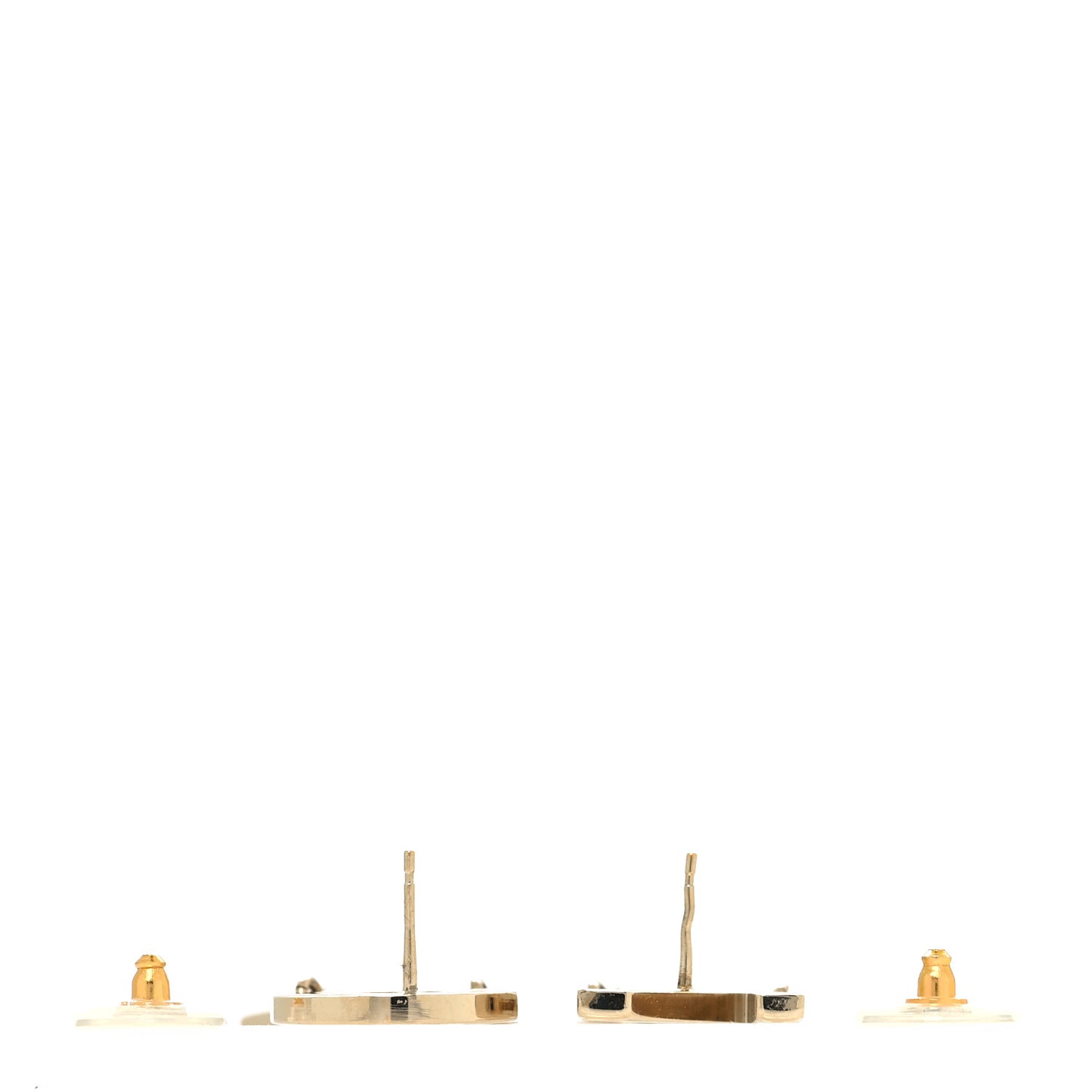 Metal Cha-Nel Logo Drop Earrings Gold
