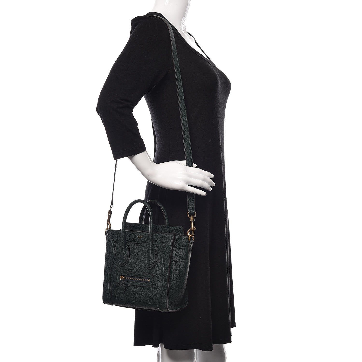 Celine Drummed Calfskin Nano Luggage Amazone 2 of 11