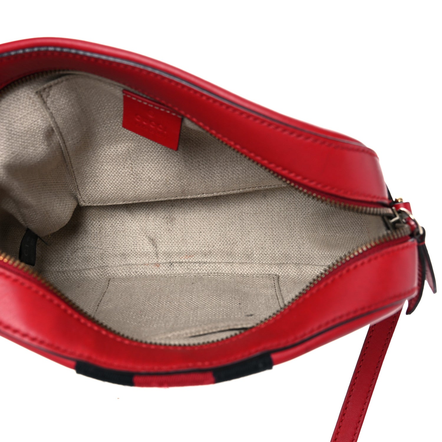 Gucci Calfskin Web Small Webby Bee Shoulder Bag Red 5 of 35