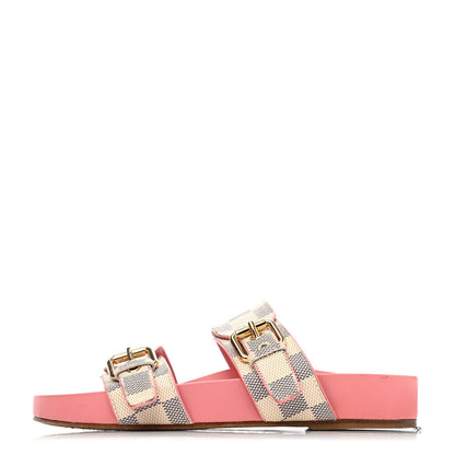 Louis Vuitton Damier Azur Bom Dia Flat Mules 35 Rose Clair 1 of 4