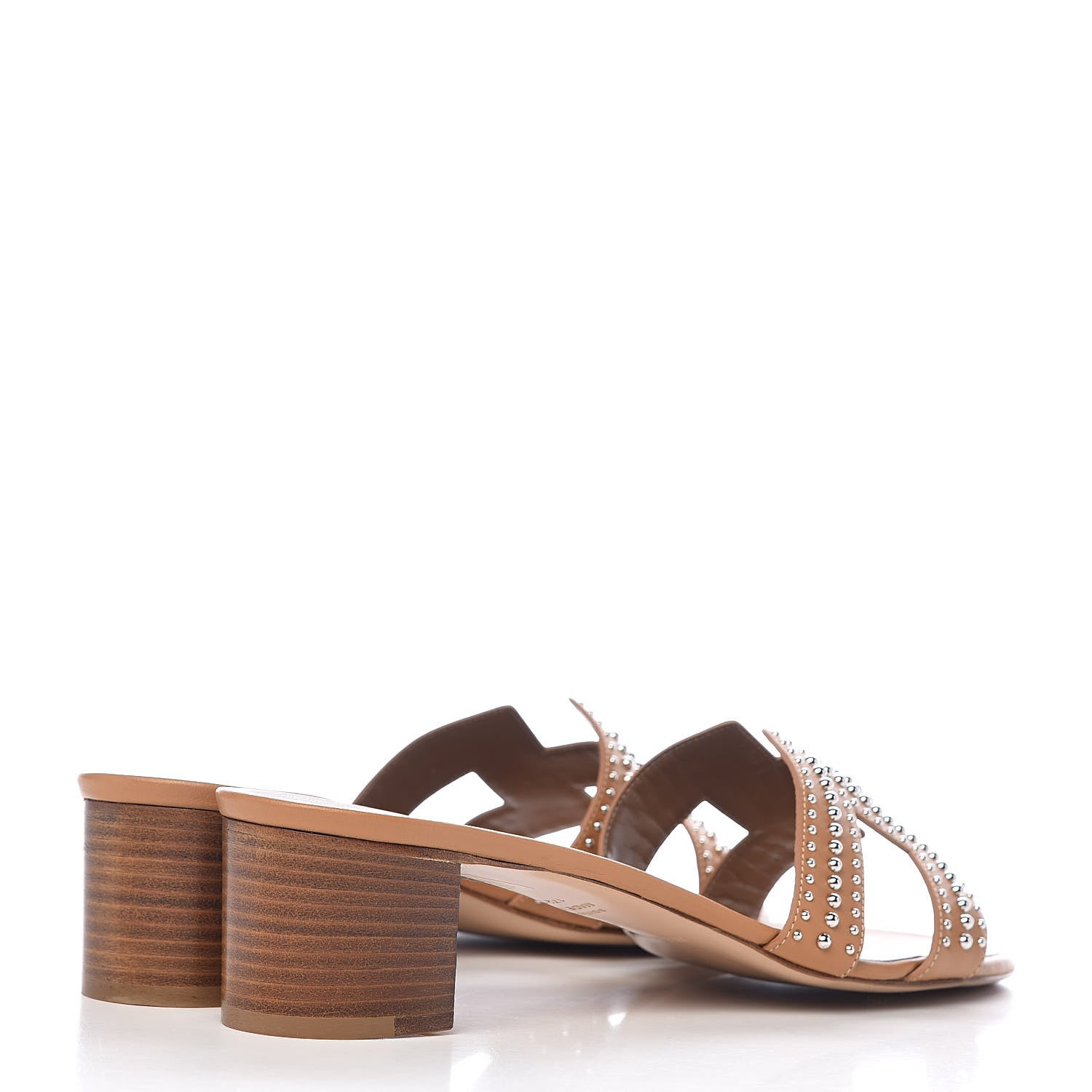 Hermes Calfskin Studded Oasis Sandals 41 Natural 4 of 10