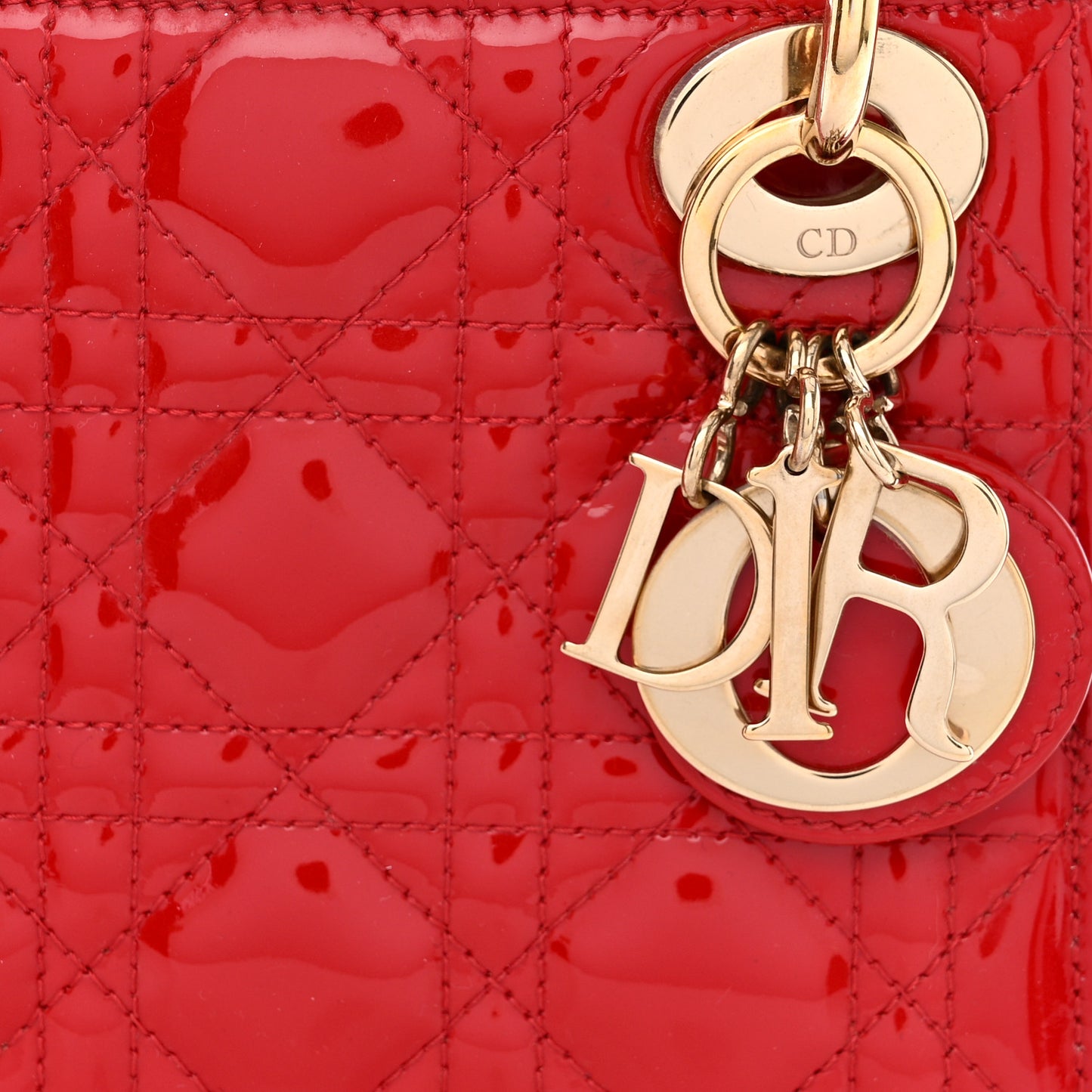 Patent Cannage Mini Lady Dior Red
