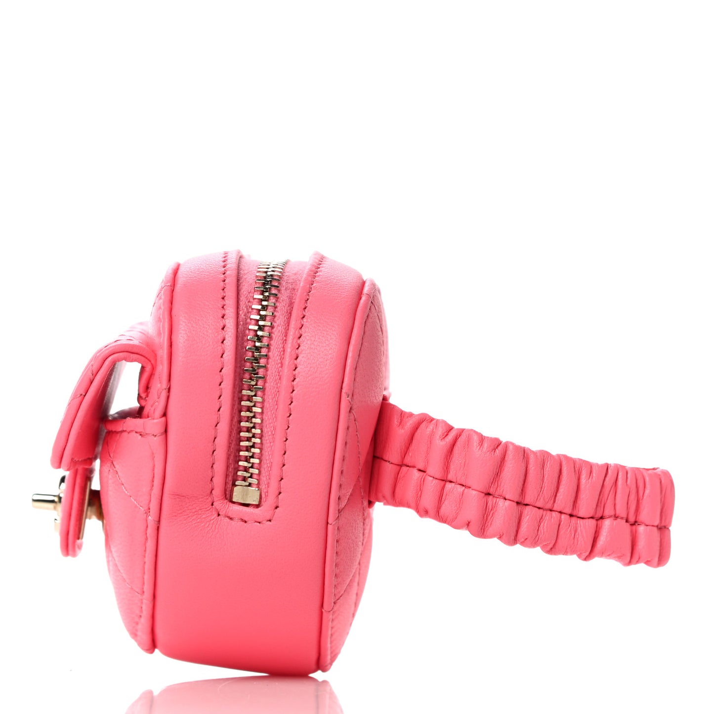 Lambskin Quilted CC In Love Heart Zipped Arm Coin Purse Pink