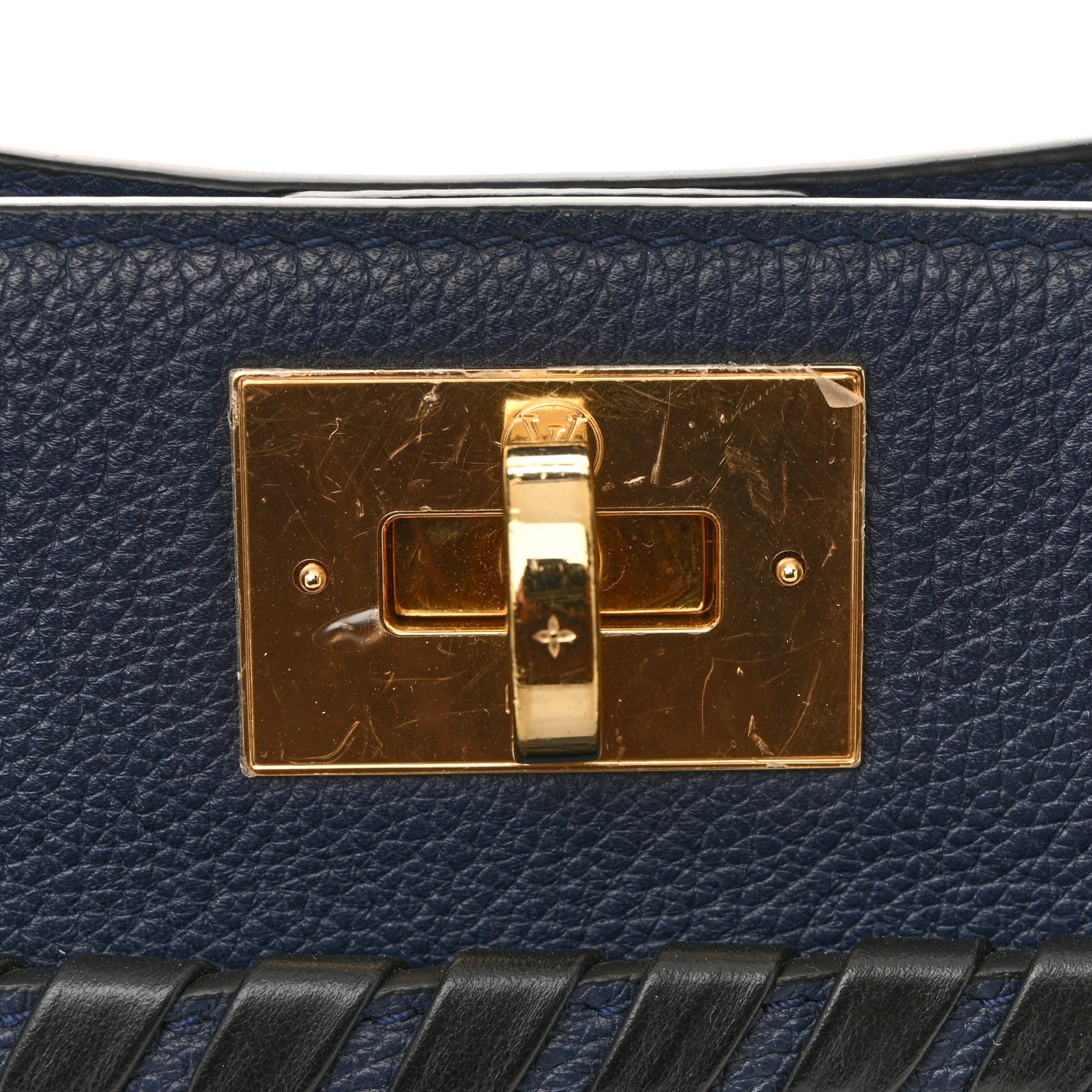 Louis Vuitton Calfskin Mahina Braided On My Side MM Navy 10 of 11
