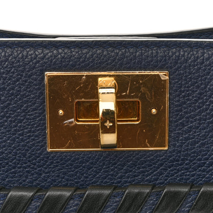 Louis Vuitton Calfskin Mahina Braided On My Side MM Navy 10 of 11