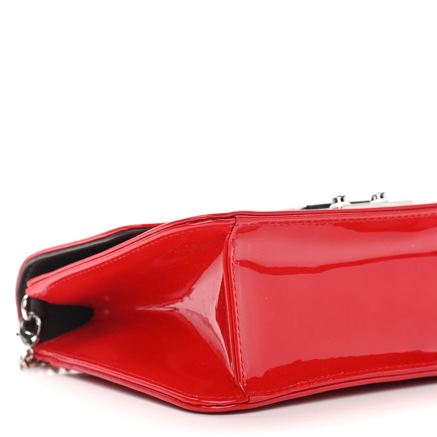 Metallic Box Patent Calfskin Miss Dior Promenade Pouch Red
