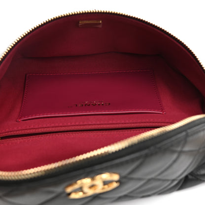 Chanel Lambskin Pearl Quilted CC Belt Bag Black 9 of 21