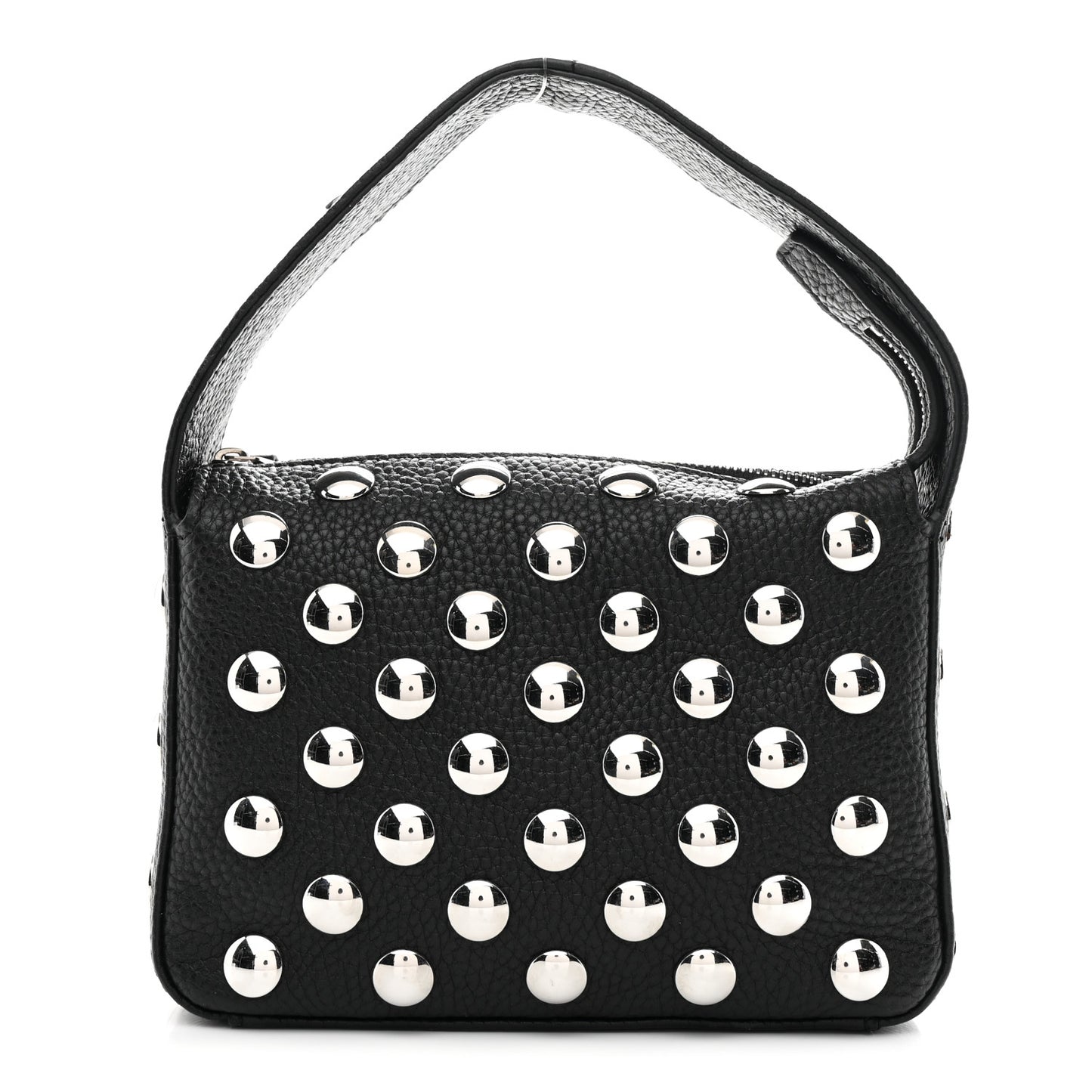 Pebbled Sport Calfskin Studded Small Elena Black