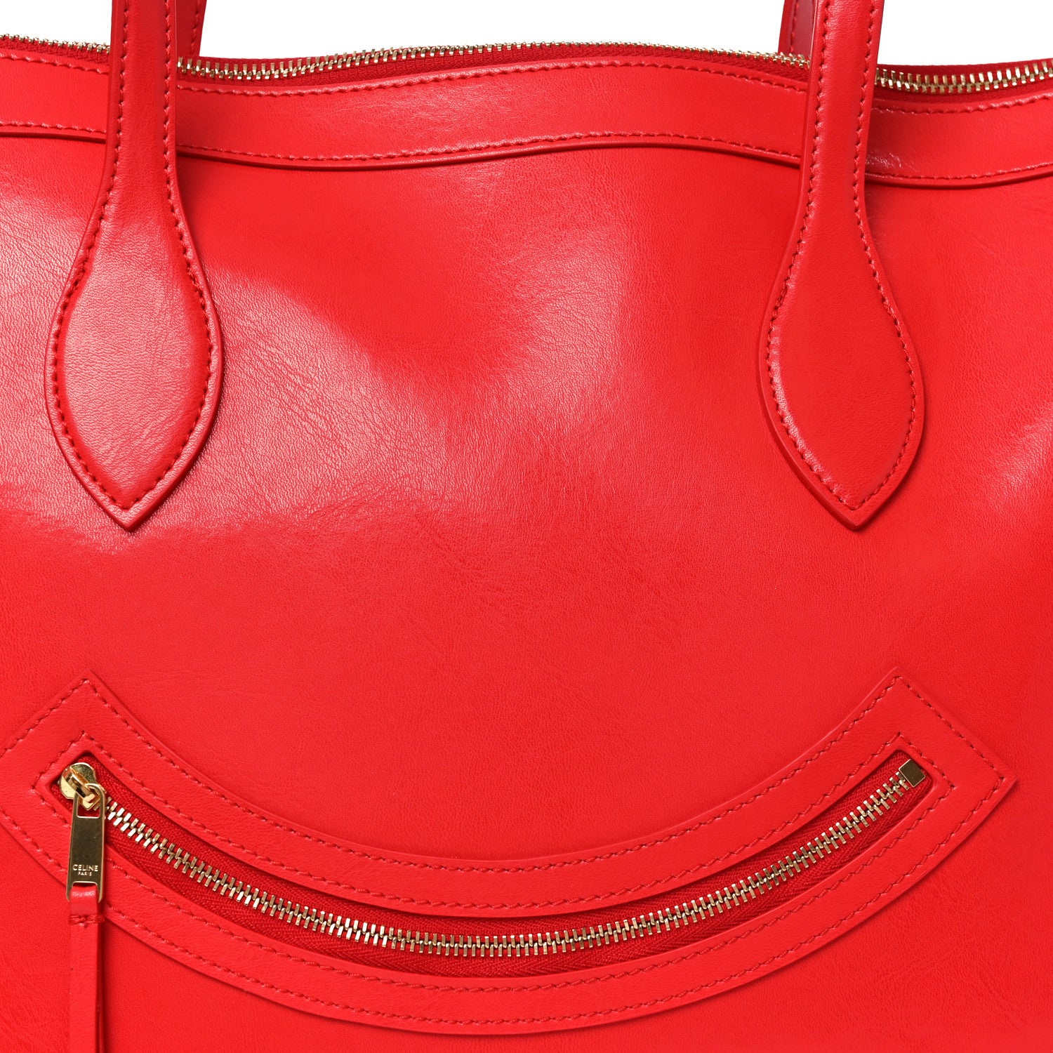 Celine Glossy Calfskin Flat Luggage Shoulder Bag Ultra Red 7 of 9