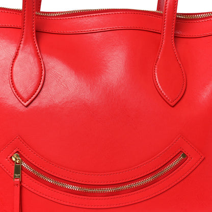Celine Glossy Calfskin Flat Luggage Shoulder Bag Ultra Red 7 of 9