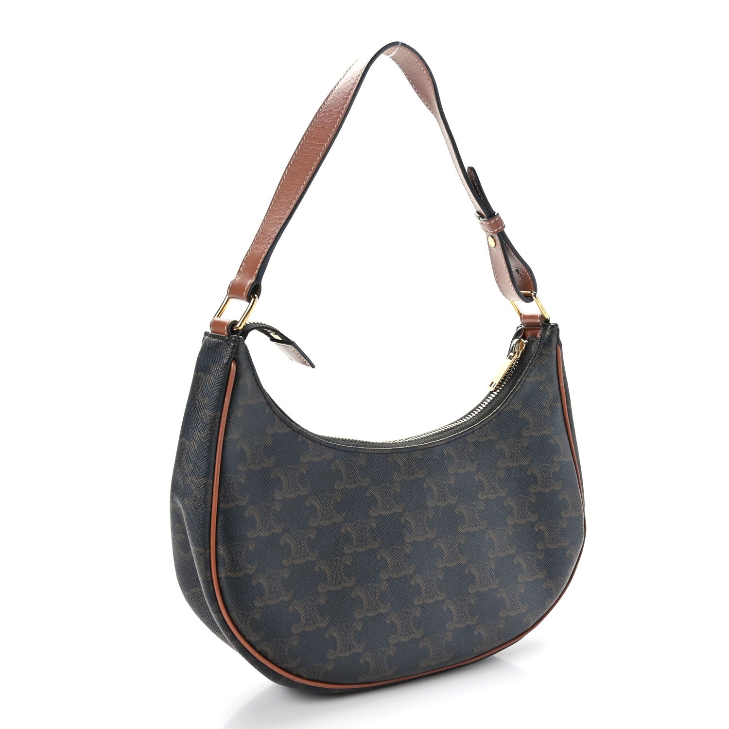 Celine Triomphe Canvas Calfskin Ava Shoulder Bag Tan 3 of 10