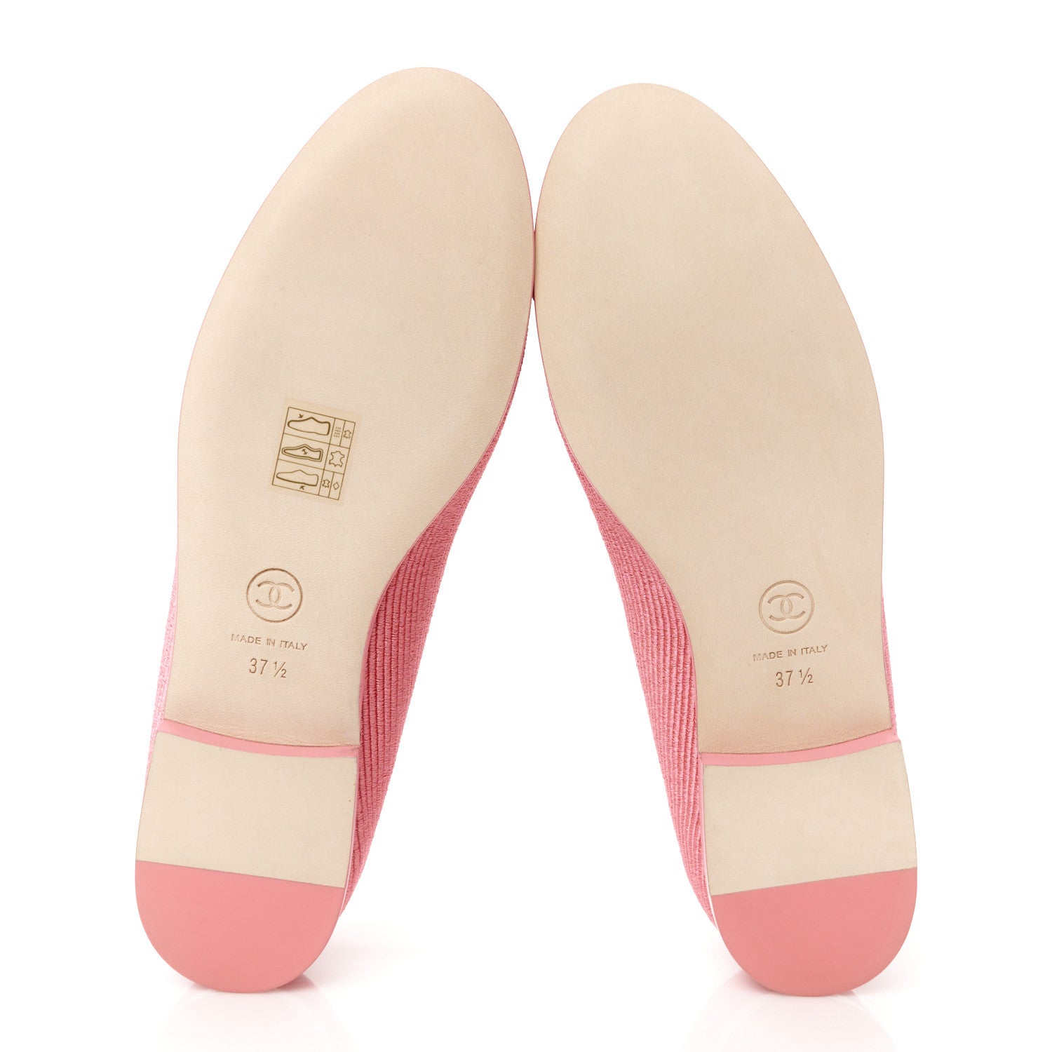 Chanel Embroidered Fabric Cap Toe CC Ballerina Flats 37.5 Pink 6 of 10