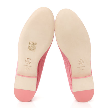 Chanel Embroidered Fabric Cap Toe CC Ballerina Flats 37.5 Pink 6 of 10