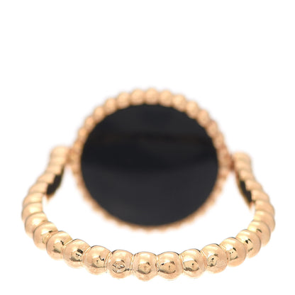 Christian Dior 18K Yellow Gold Diamond Black Onyx Rose Des Vents Ring 50 5.25 4 of 5