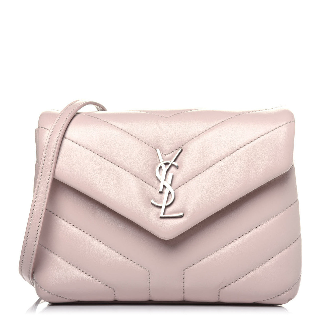 Saint Laurent Calfskin Y Quilted Monogram Toy Loulou Crossbody Bag Marble Pink 1 of 14