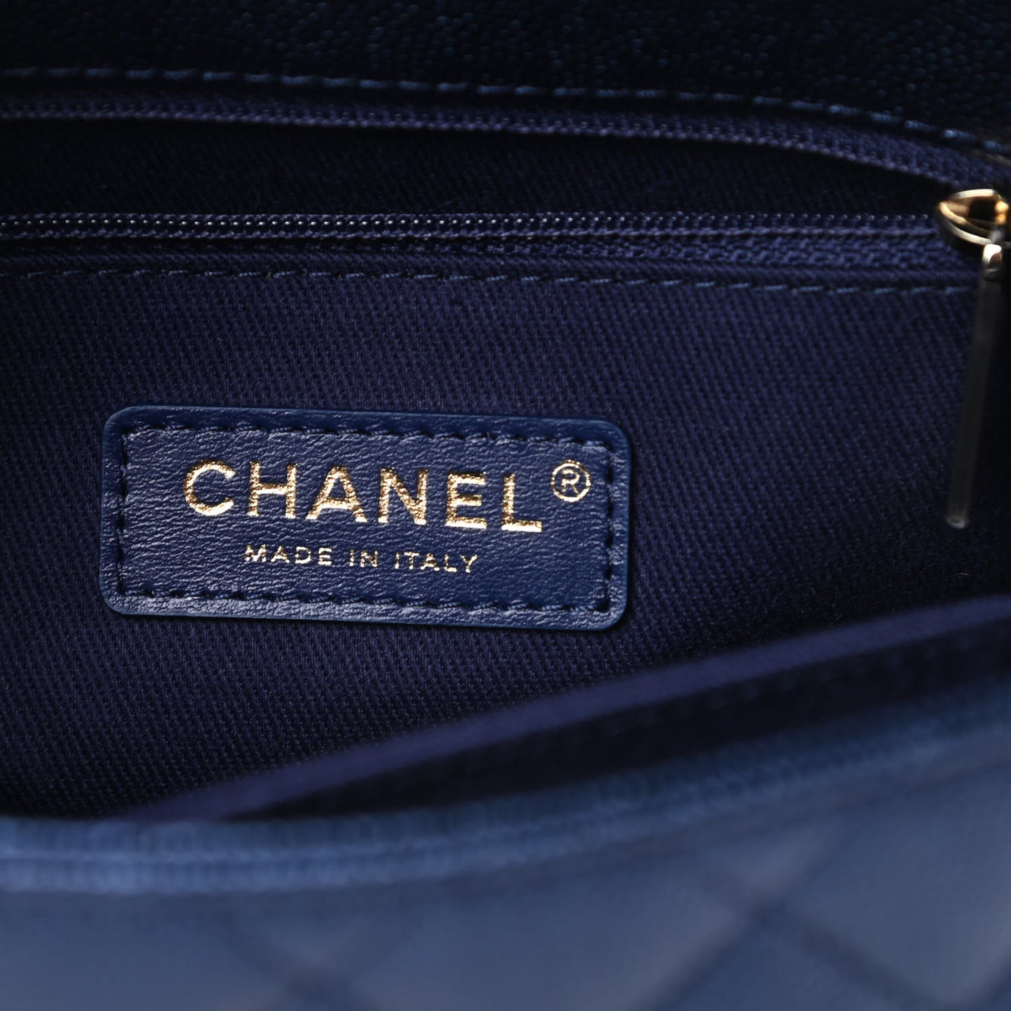 Metallic Caviar Quilted Mini Coco Handle Flap Dark Blue