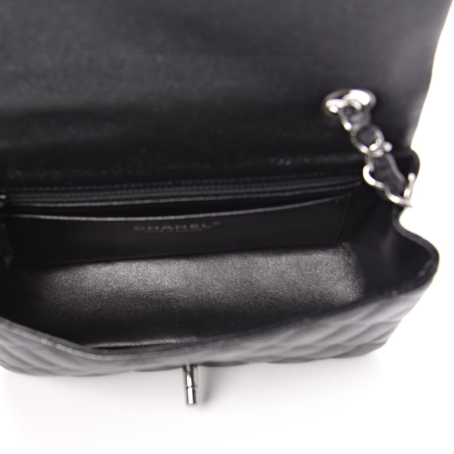 Iridescent Caviar Quilted Mini Rectangular Flap Black