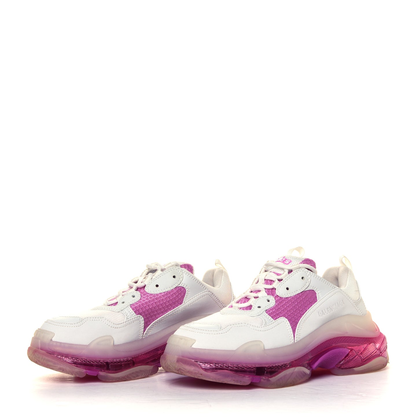 Fabric Mesh Clear Sole Womens Triple S Sneakers 41 White Pink