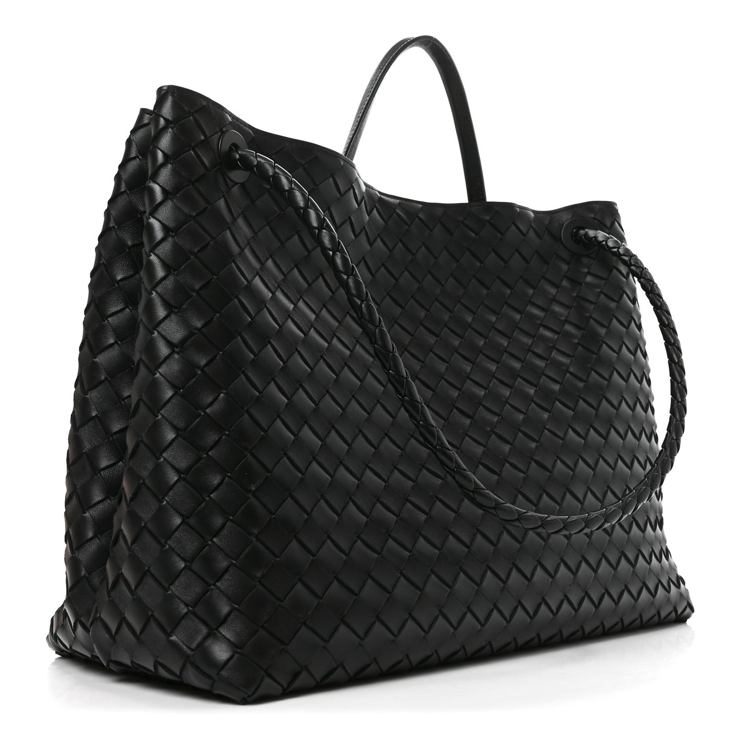Nappa Intrecciato Large Andiamo Shoulder Bag Black
