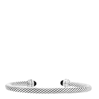 David Yurman Sterling Silver Diamond Black Onyx 5mm Cable Classics Princess Bracelet 2 of 4