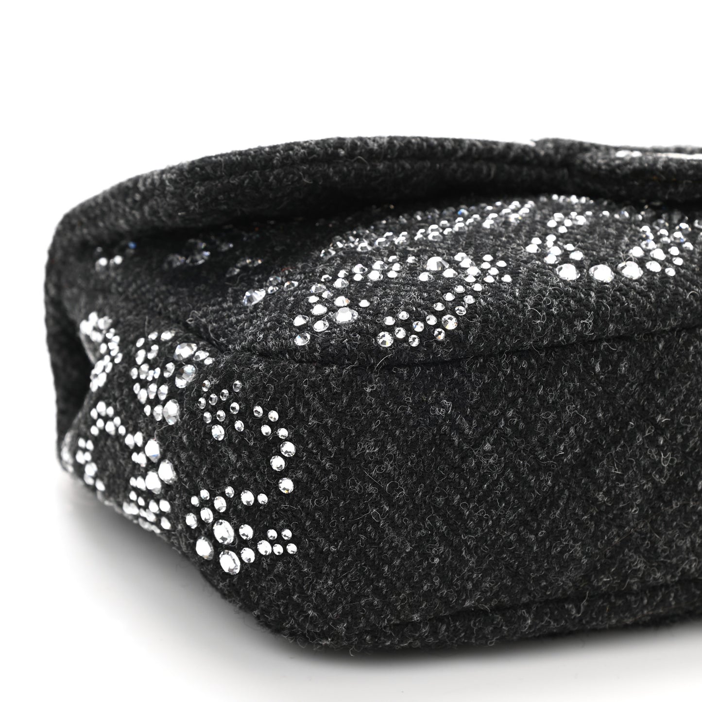 Tweed Swarovski Crystal Leopard Jumbo Flap Black