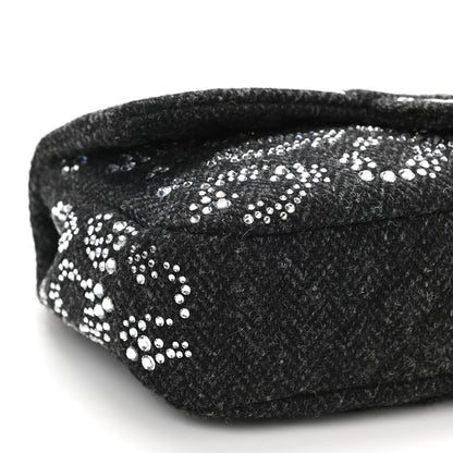 Chanel Tweed Swarovski Crystal Leopard Jumbo Flap Black 8 of 9