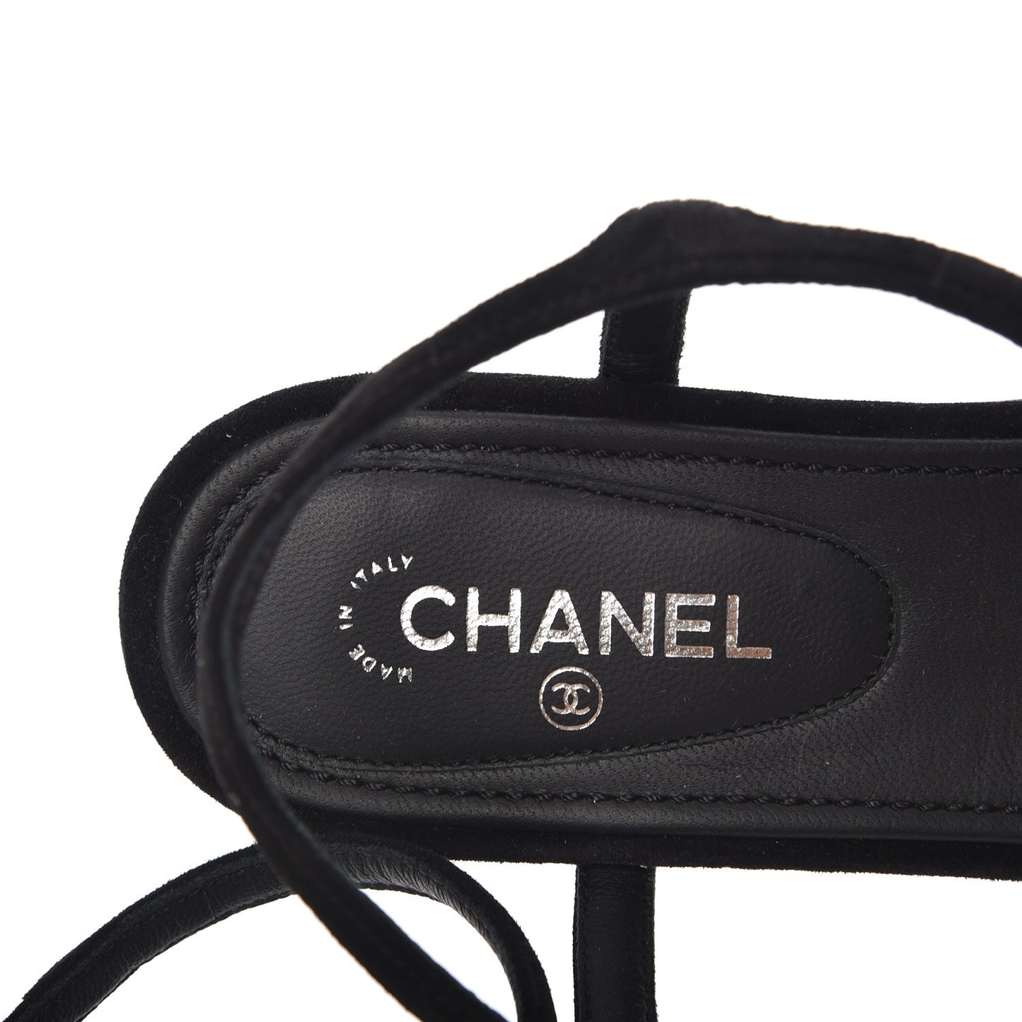 Suede Patent Calfskin Camellia Thong Sandals 36 Black