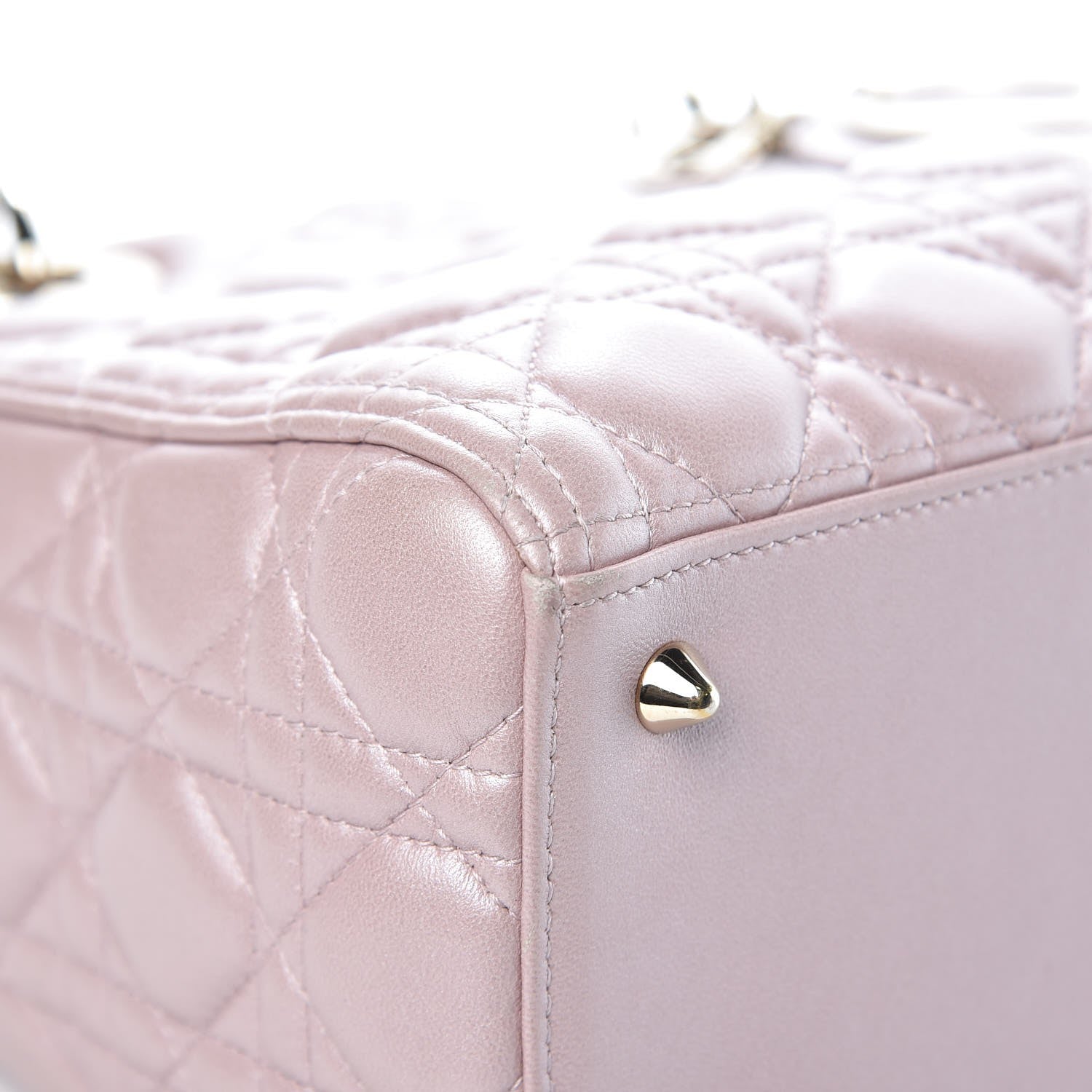 Christian Dior Pearly Lambskin Cannage Medium Lady Dior Lotus 8 of 16