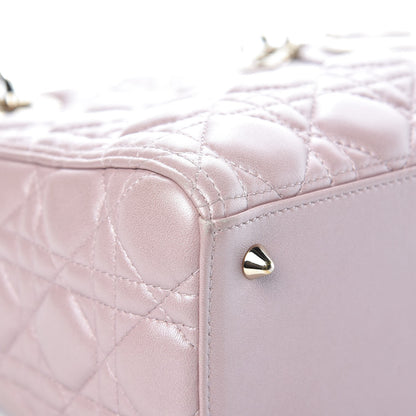 Christian Dior Pearly Lambskin Cannage Medium Lady Dior Lotus 8 of 16