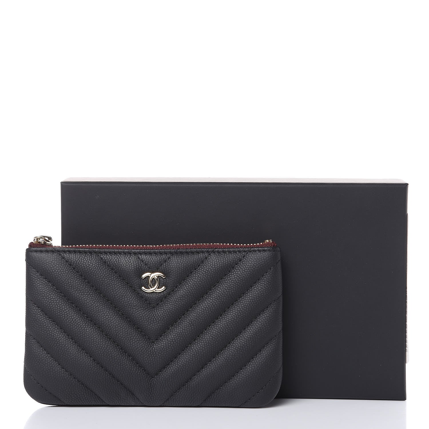 Chanel Caviar Chevron Quilted Small Cosmetic Case Black 8 of 8