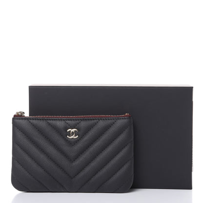 Chanel Caviar Chevron Quilted Small Cosmetic Case Black 8 of 8