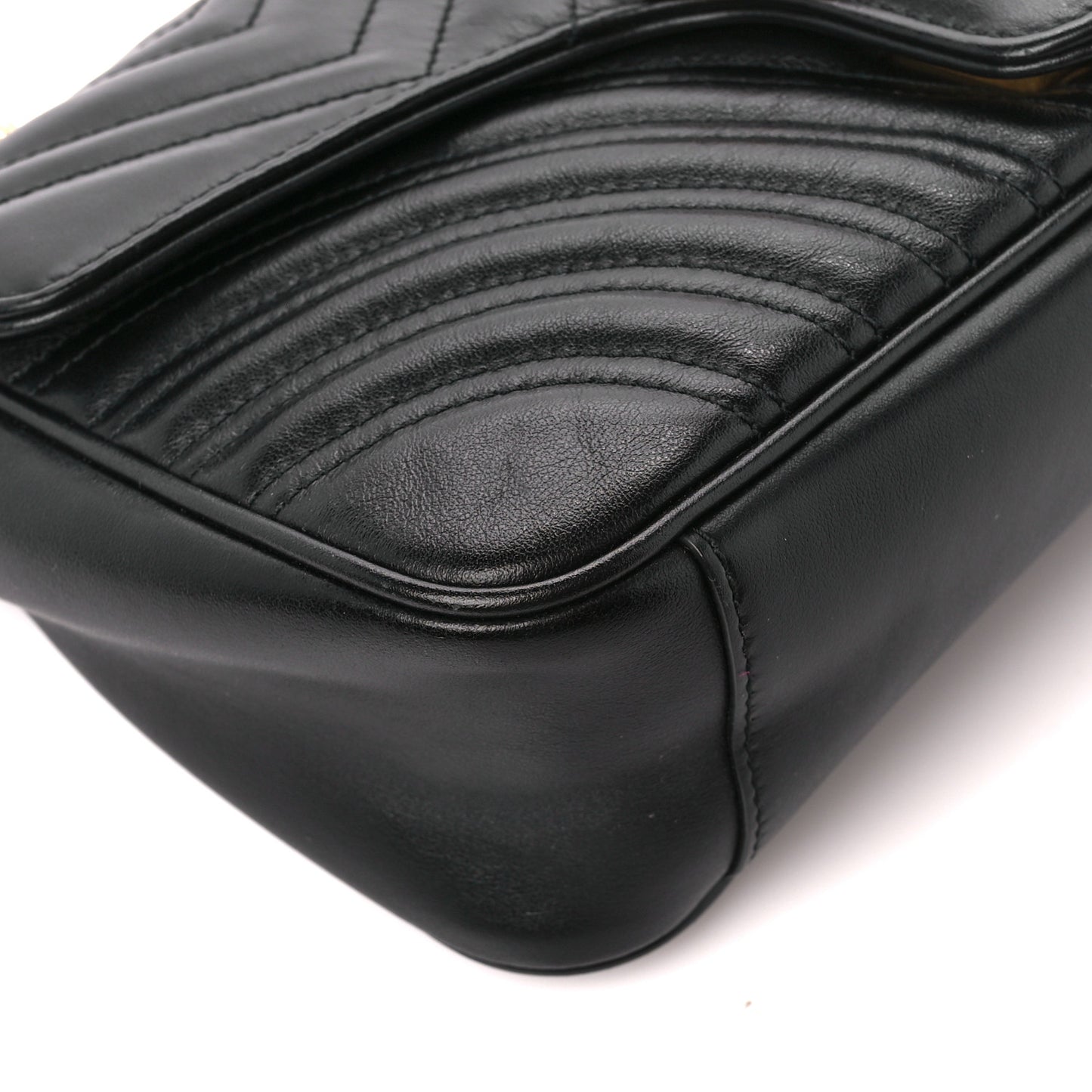 Calfskin Matelasse Small GG Marmont Shoulder Bag Black