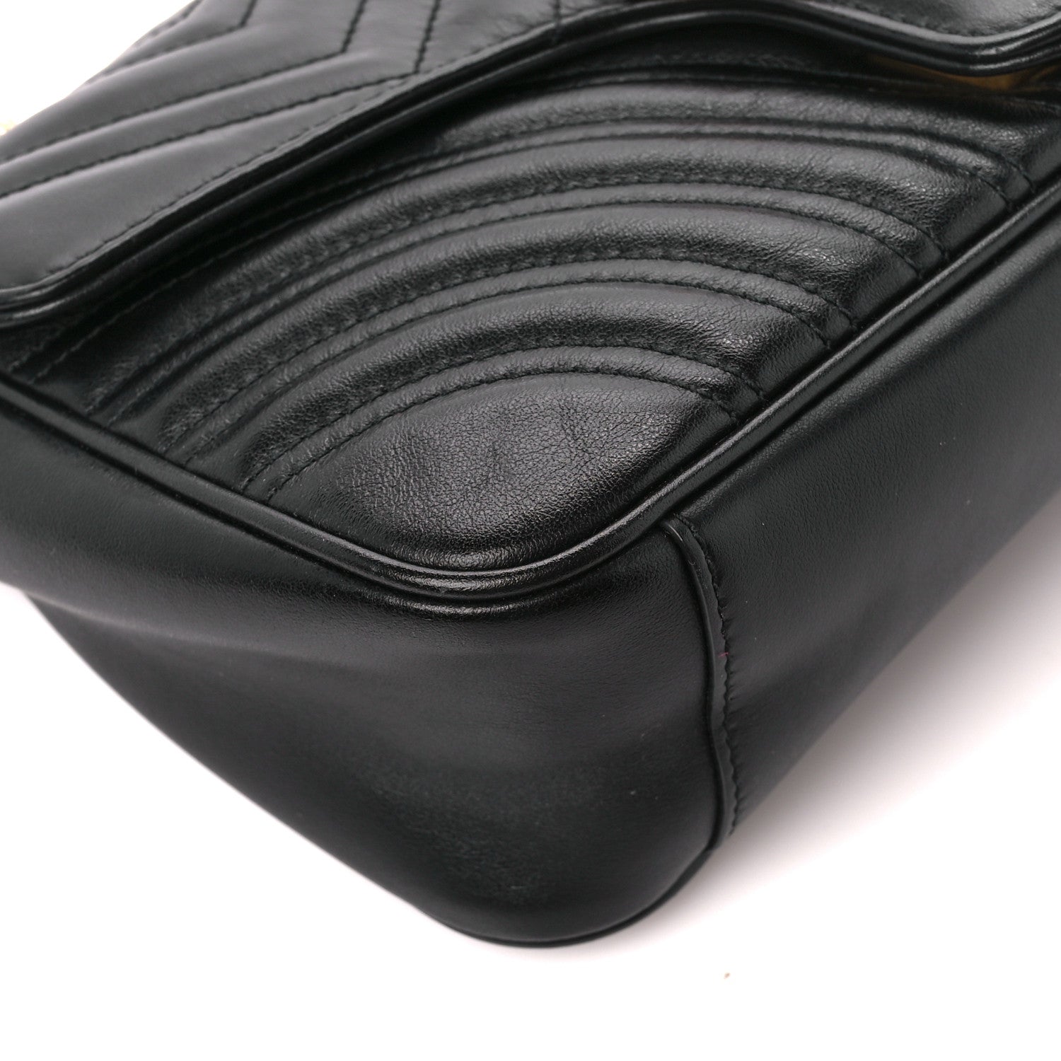 Gucci Calfskin Matelasse Small GG Marmont Shoulder Bag Black 10 of 11