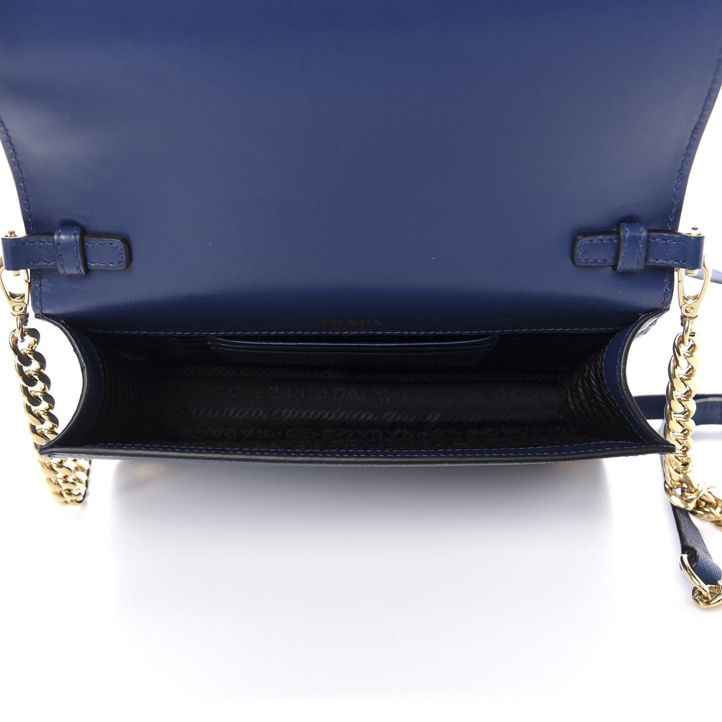 Saffiano Soft Calf Chain Crossbody Bag Bluette